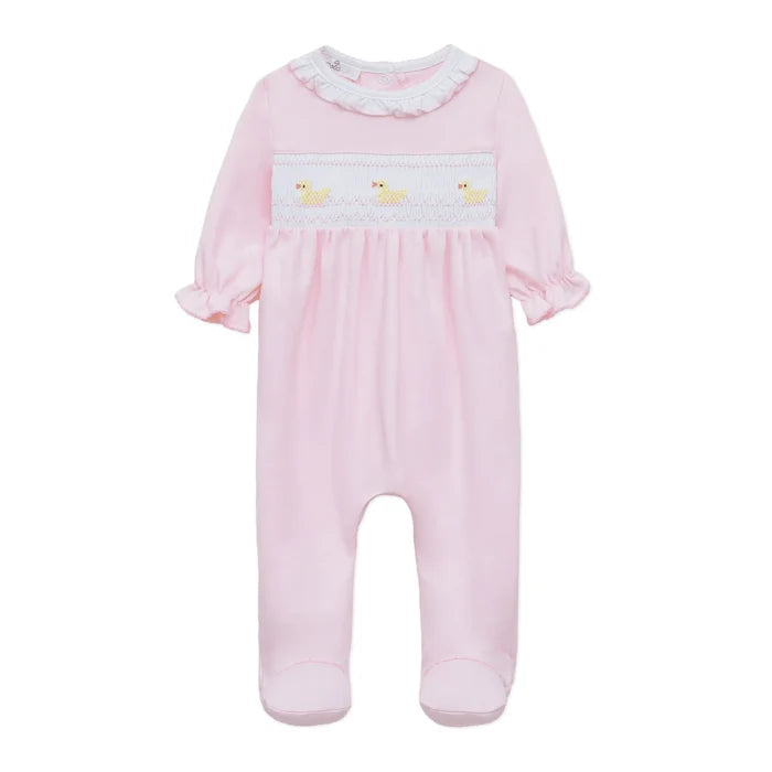 Magnolia Baby - Smocked Footie - Pink Little Duckling