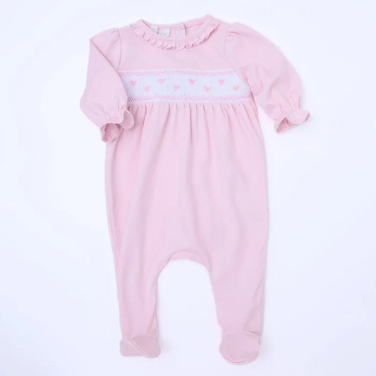 Magnolia Baby - Smocked Footie - Valentine's Hearts