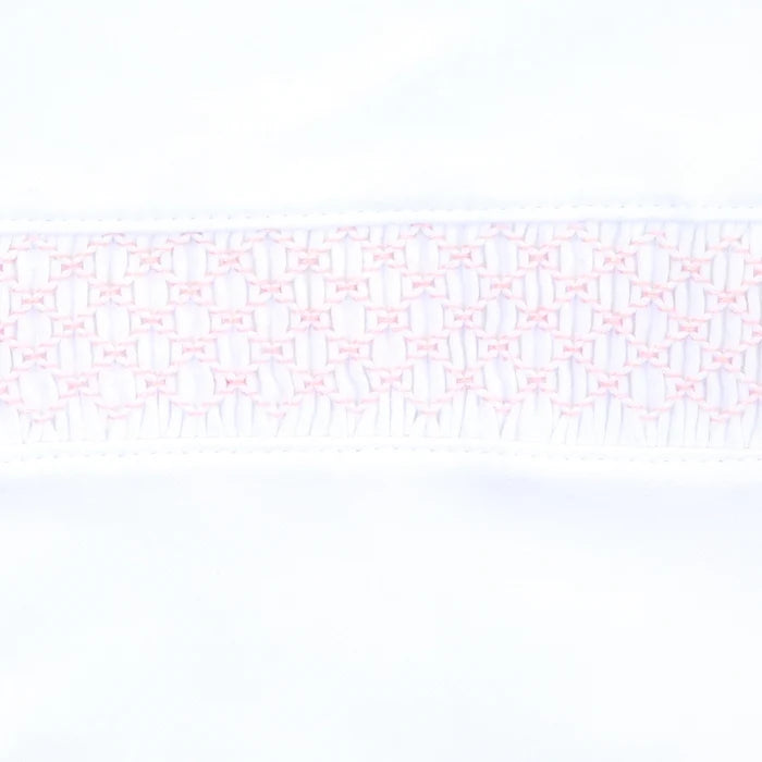 Magnolia Baby - Smocked Footie - White with Pink
