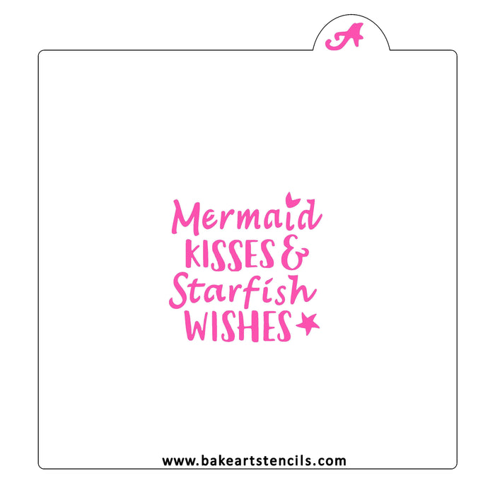 Mermaid Kisses Starfish Wishes Stencil bakeartstencil