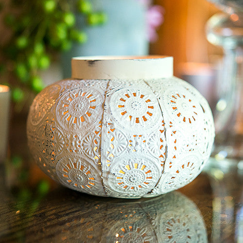Antique Metal Filigree Candle Holder