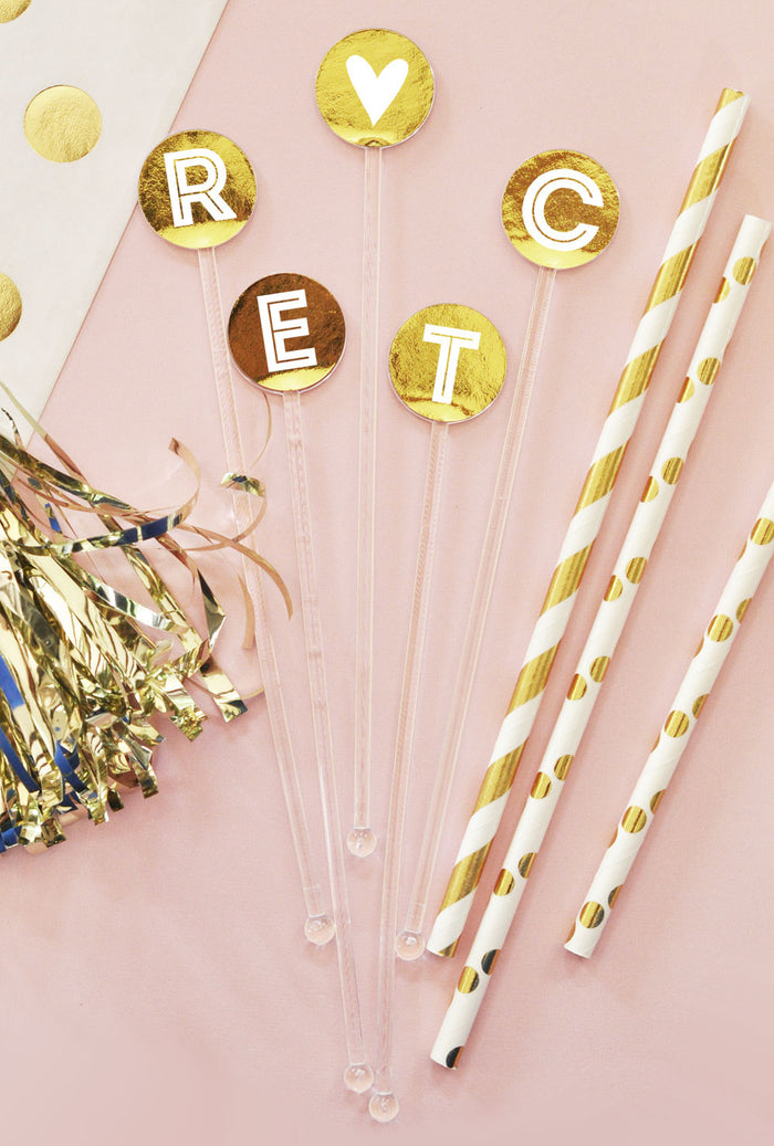 Metallic Foil Party Drink Stirrers (Pack of 25)