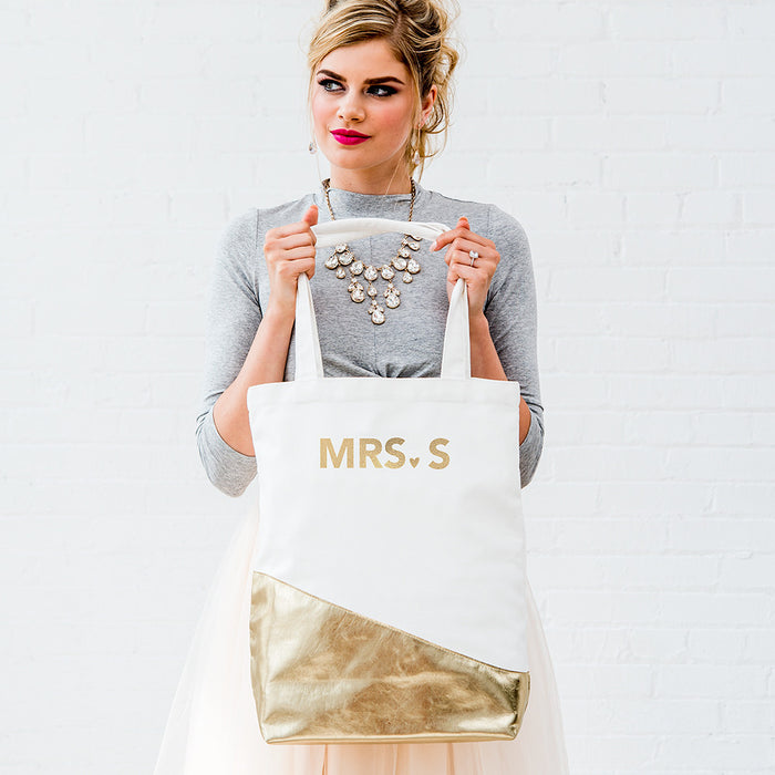 Large Canvas Tote Bag with Metallic Gold - Standard Font