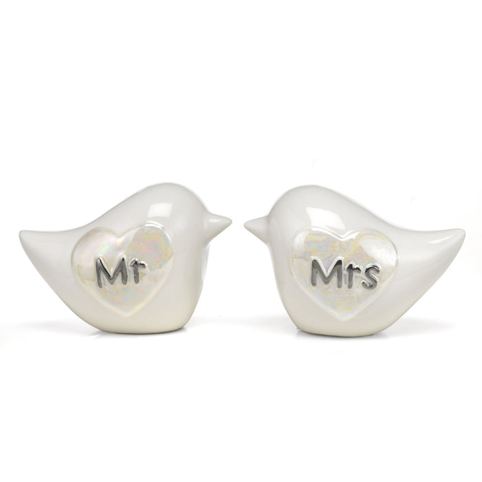 Mr and Mrs Porcelain Love Bird Wedding Cake Top