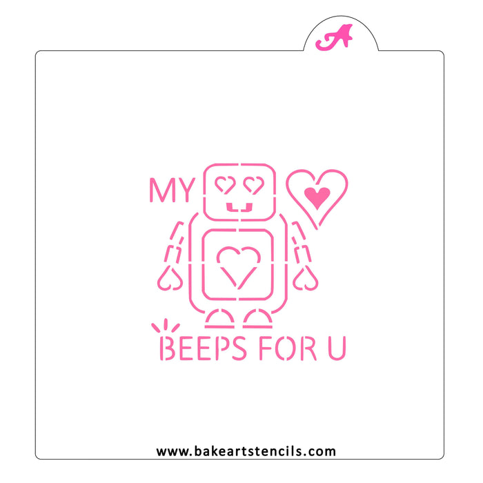 My Heart Beeps For You Stencil bakeartstencil