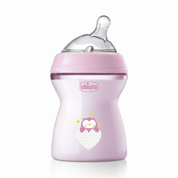 Natural Feeling Medium Flow Baby Bottle 2M+ 250ML Pink