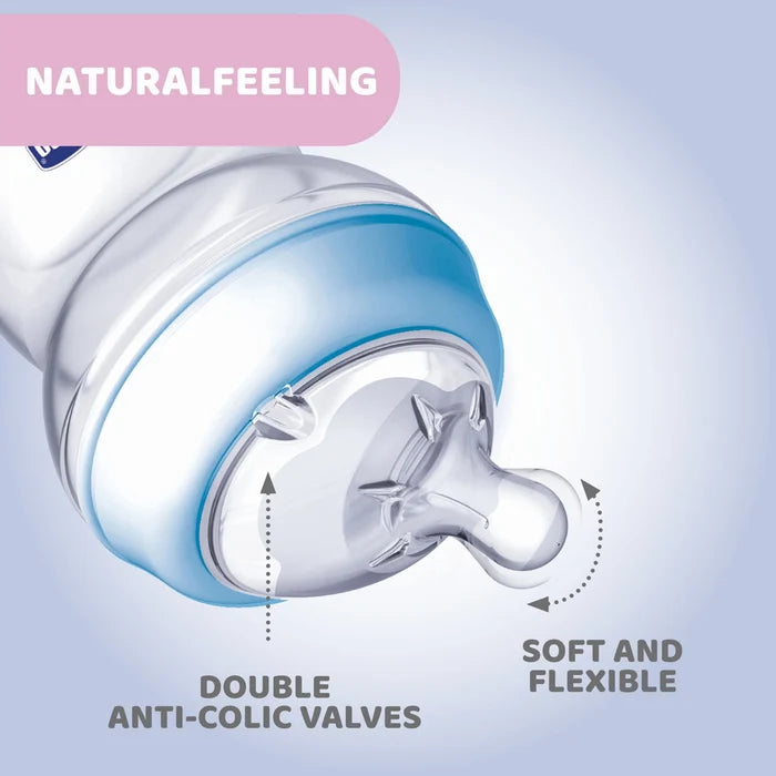 Natural Feeling Slow Flow Baby Bottle 0M+ 150ml Blue