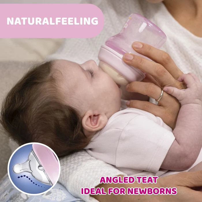 Natural Feeling Slow Flow Baby Bottle 0M+ 150ml Pink