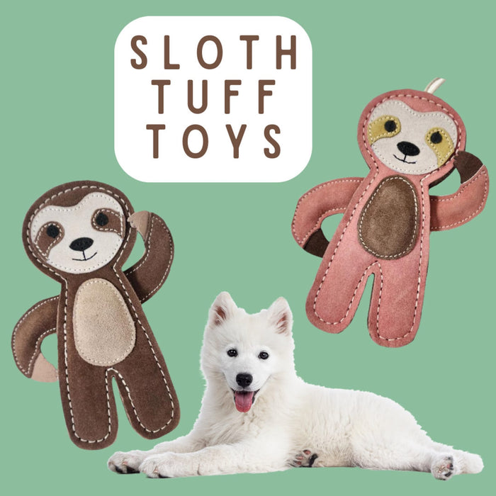 Natural Leather & Wool Sloth Dog Toy – Extra Tuff Chew & Tug Toy for All Breeds | Eco-Friendly & Durable