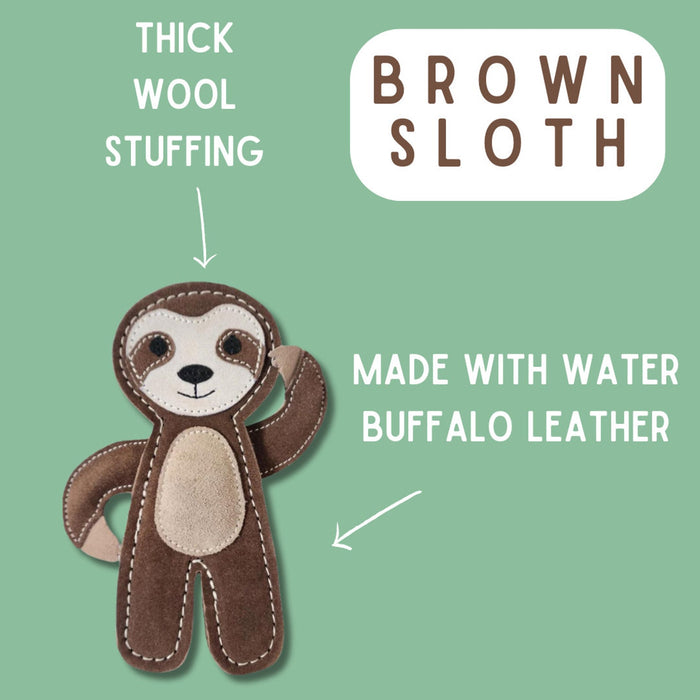 Natural Leather & Wool Sloth Dog Toy – Extra Tuff Chew & Tug Toy for All Breeds | Eco-Friendly & Durable