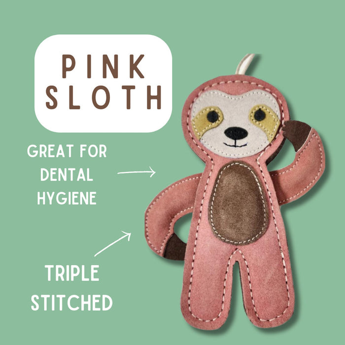 Natural Leather & Wool Sloth Dog Toy – Extra Tuff Chew & Tug Toy for All Breeds | Eco-Friendly & Durable