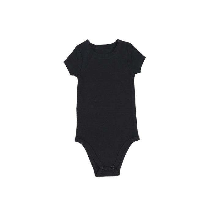LIL LEGGS ONESIE RIBBED S/S - BLACK (4608608108633)