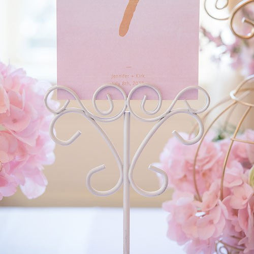 Ornamental Wire Black or White Stationery Place Card Holder - Tall