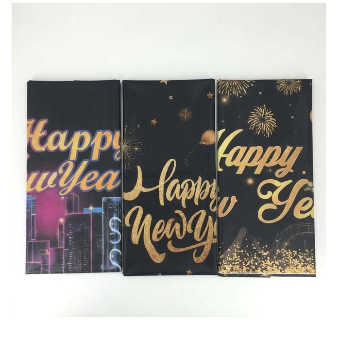 PartyRite 54" x 108" New Year's Eve Plastic Table Covers, Wholesale
