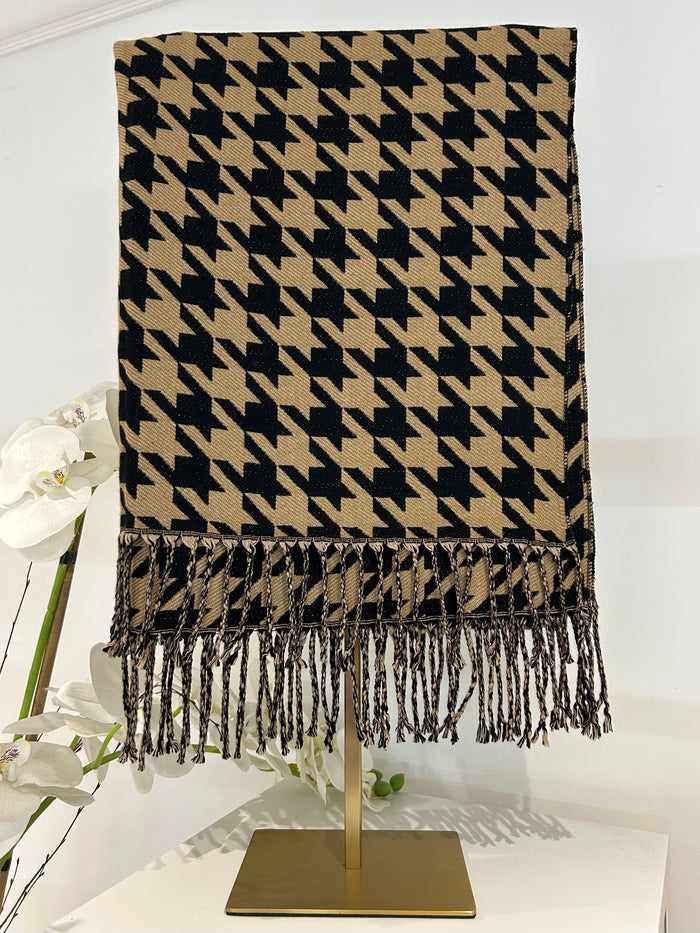 Pattern Multi Coloured Fleck Tassel Bottom Scarf