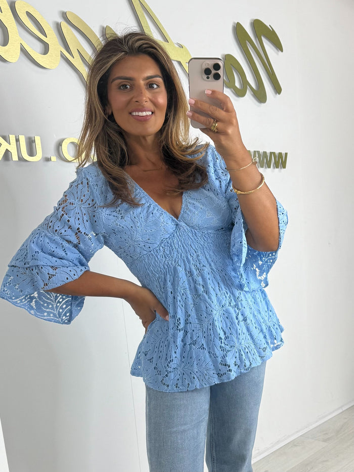Peplum Lace Smocked Waist Top (8 Colours)