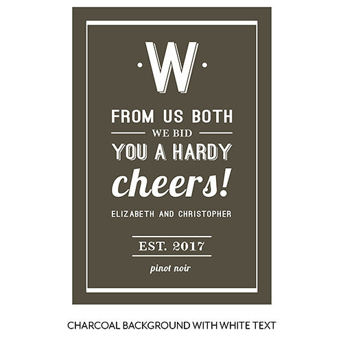 White on Charcoal Cafe Style Personalized Wine Label
