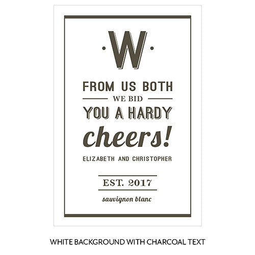 Charcoal on White Cafe Style Personalized Wine Label