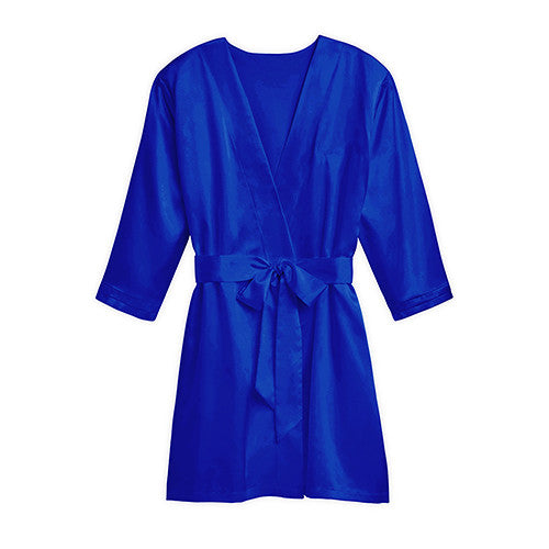 Deep Blue Silky Kimono Robe