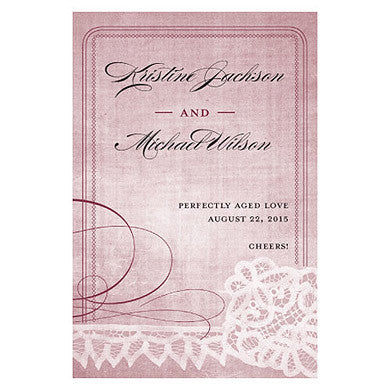 Berry Colored Vintage Lace Wine Bottle Label