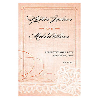 Copper Orange Vintage Lace Wine Bottle Label