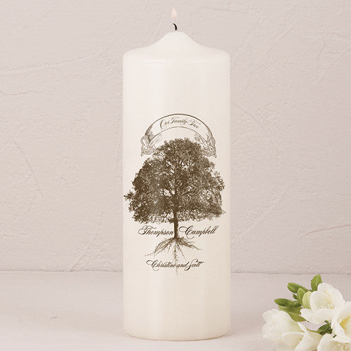 Personalized Family Tree Oak Tree Pillar Candle