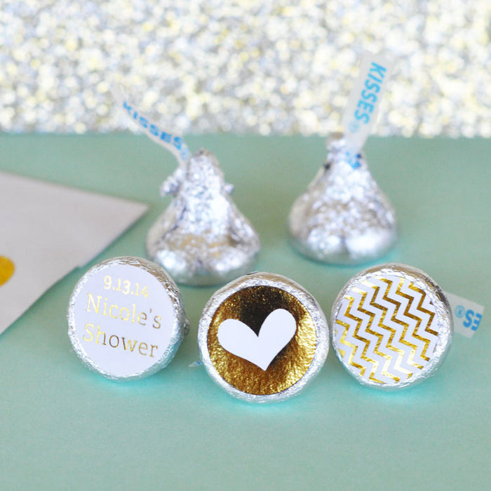 Personalized Wedding Metallic Foil Hershey's® Kisses Labels Trio