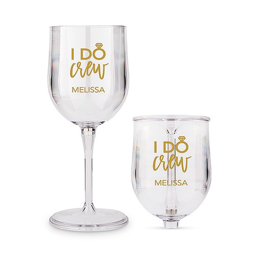 Personalized Wedding Party I Do Crew Travel Portable Nesting Wine Glass
