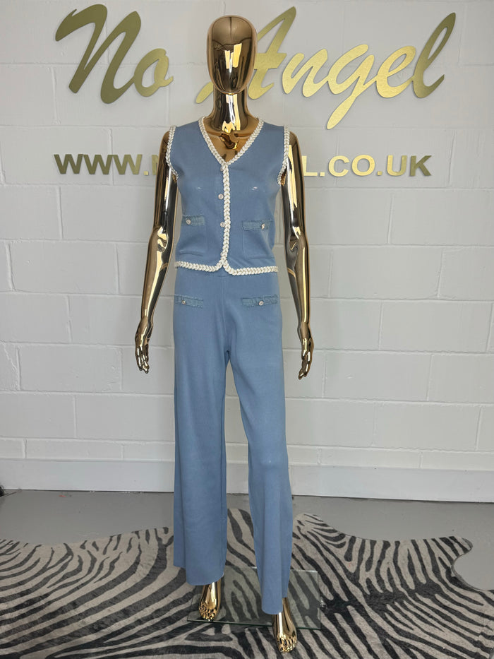 Plaited Trim Waistcoat & Trouser Co-ord (2 Colours)
