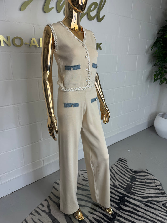 Plaited Trim Waistcoat & Trouser Co-ord (2 Colours)