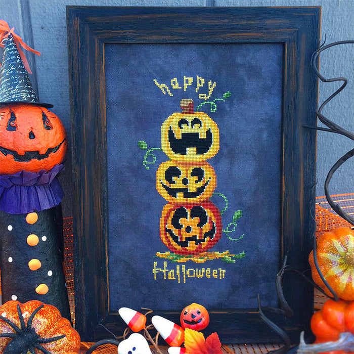 Pumpkin Stack Cross Stitch Pattern-Stitched Modern