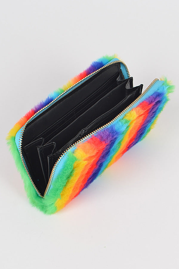 Rainbow Color Fur Wallet
