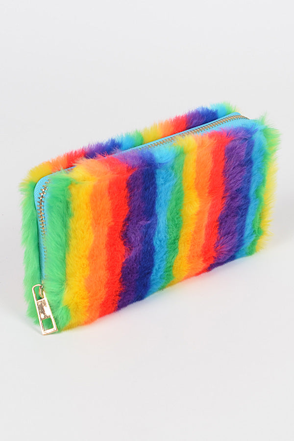 Rainbow Color Fur Wallet