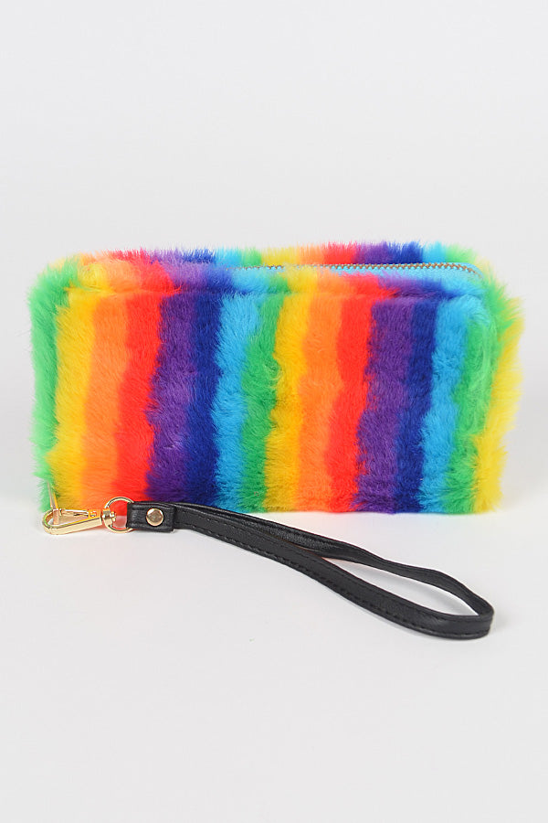 Rainbow Color Fur Wallet