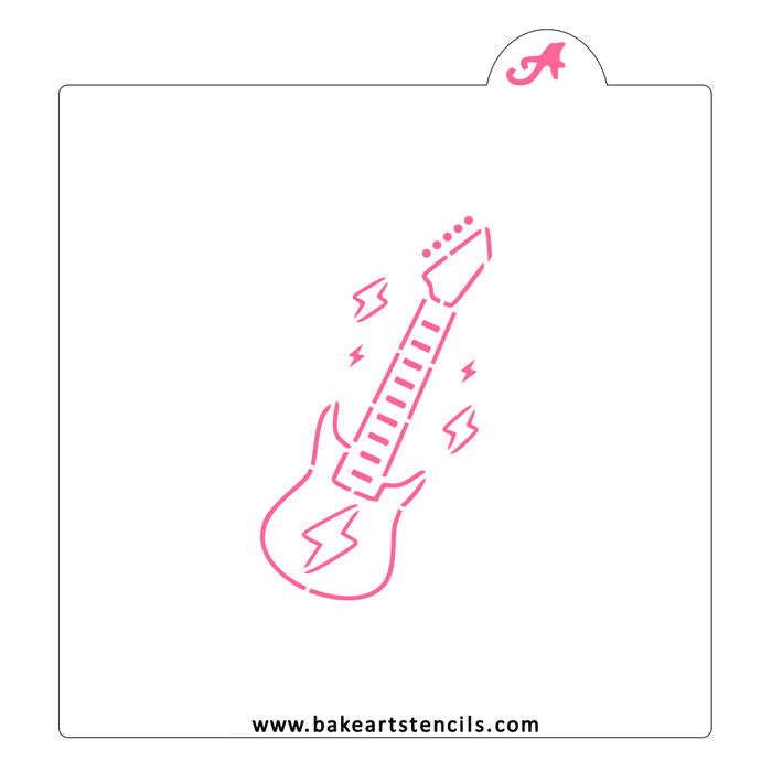Rock Guitar PYO Cookie Stencil bakeartstencil