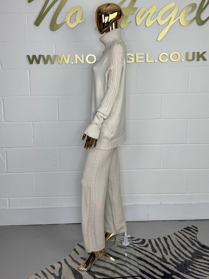 Roll Neck Cable Knit Pocket Trouser Co-Ord (4 Colours)