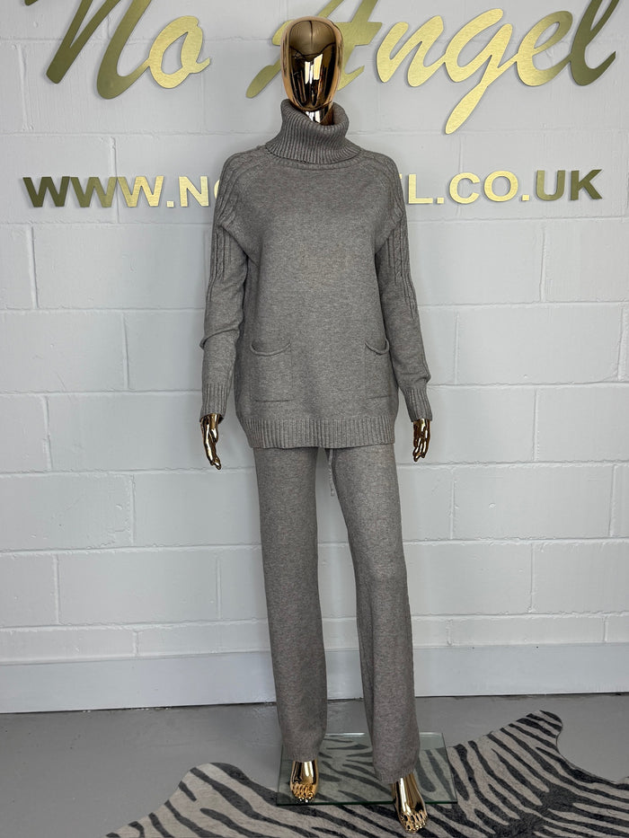 Roll Neck Cable Knit Pocket Trouser Co-Ord (4 Colours)