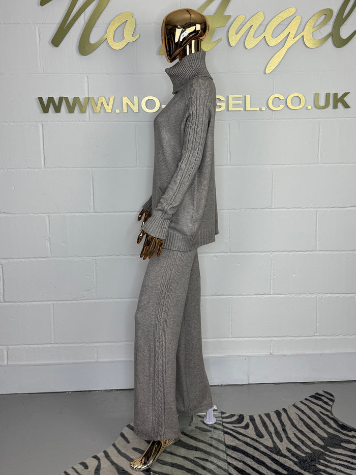 Roll Neck Cable Knit Pocket Trouser Co-Ord (4 Colours)