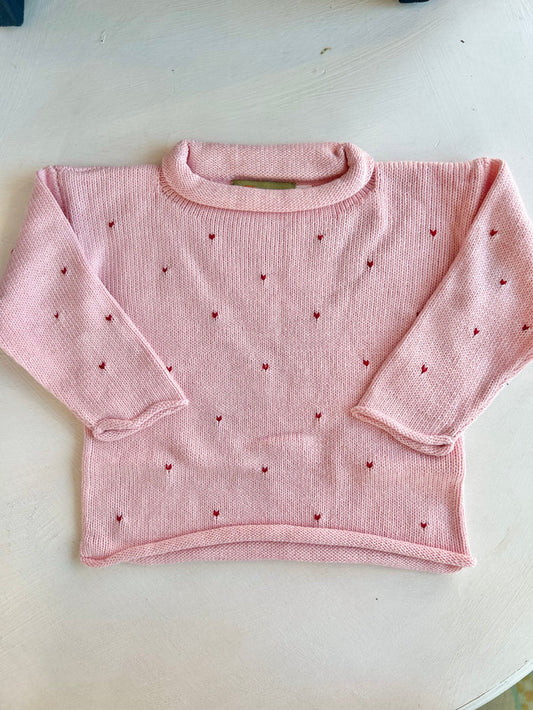 Roll Neck Sweater - Mini Hearts