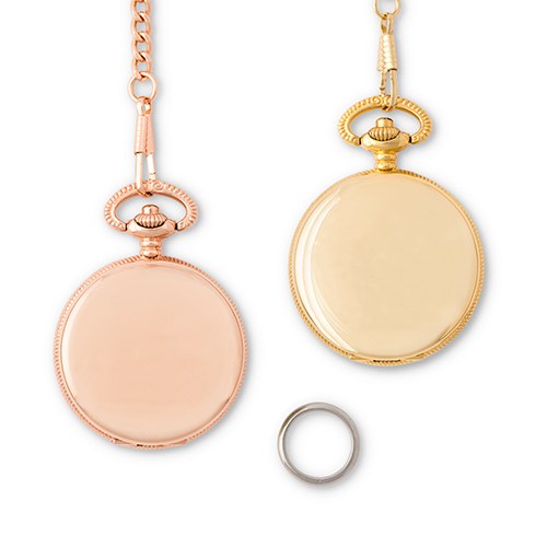 Rose Gold Personalized Pocket Groom's Wedding Ring Holder with Chain
