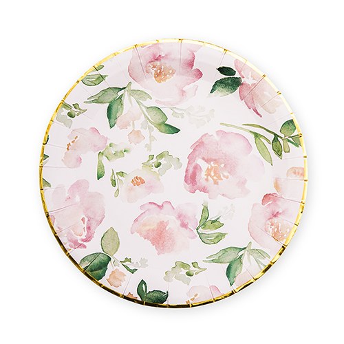 Large Round Disposable Paper Party Plates - Floral Garden Party