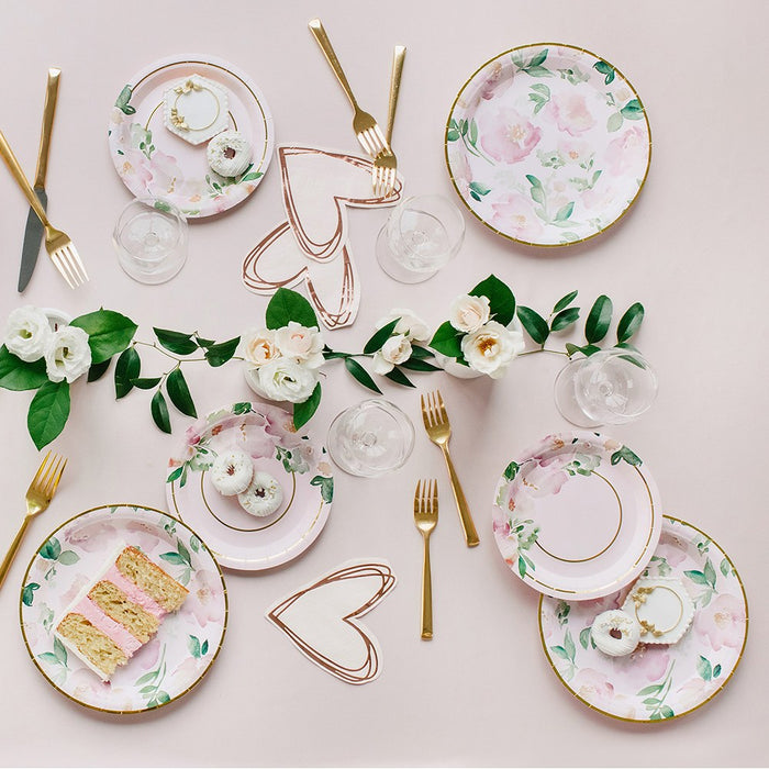 Round Disposable Paper Floral Garden Party Plates (Set Of 8)