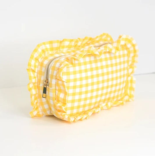 Ruffle Pouch - Yellow Gingham