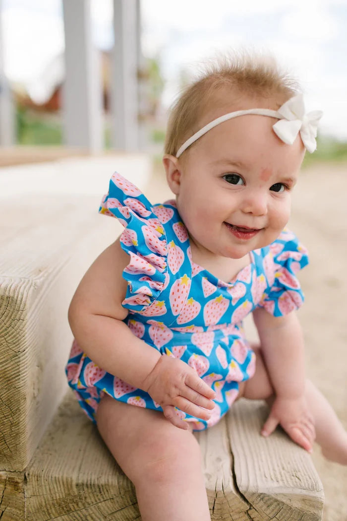 Ruffle Sleeve Bubble - Strawberries