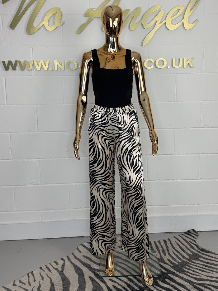 Satin Floaty Animal Print Trousers (2 colours)