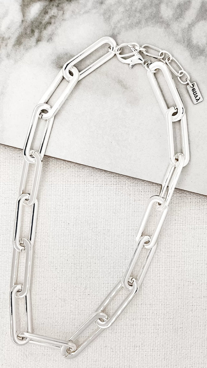 Short Silver Link Necklace With Lobster Clasp 6895