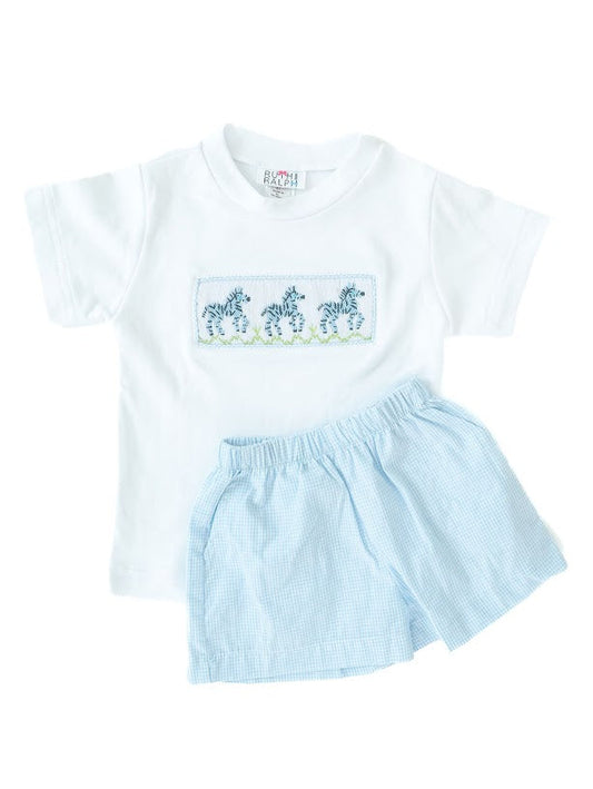 Smocked Short Set - Zebra