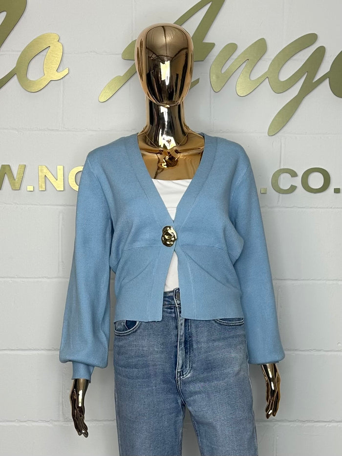 Soft Knit V-Neck Gold Button Cardigan (3 Colours)