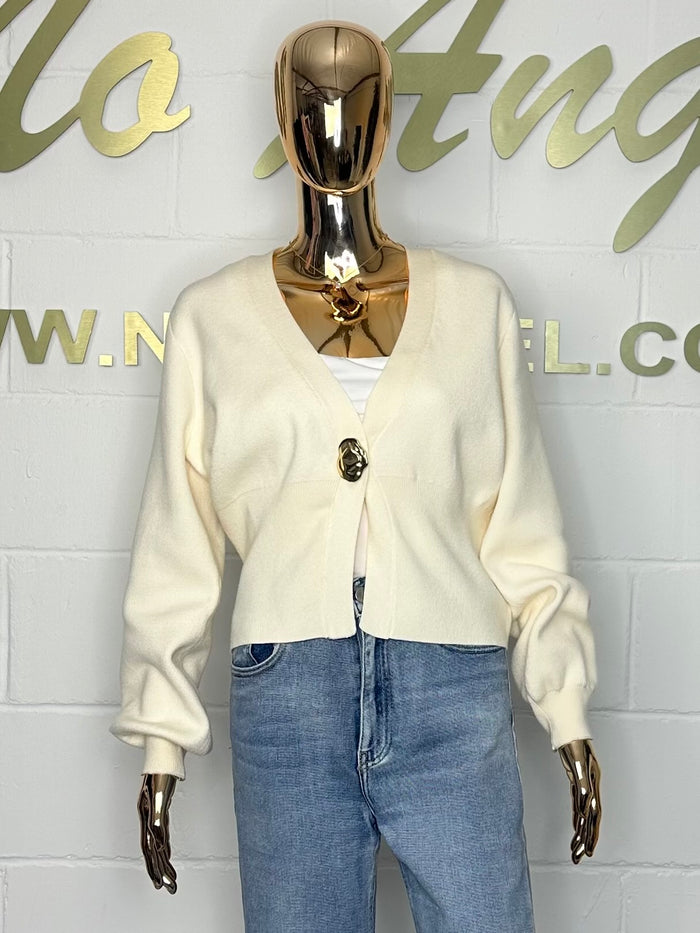 Soft Knit V-Neck Gold Button Cardigan (3 Colours)