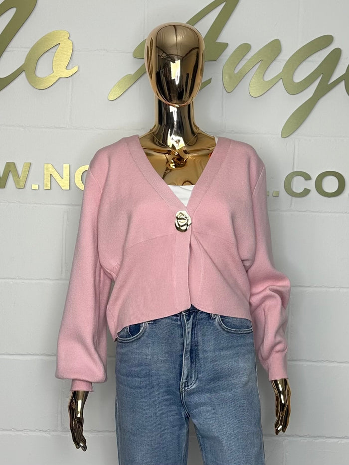 Soft Knit V-Neck Gold Button Cardigan (3 Colours)
